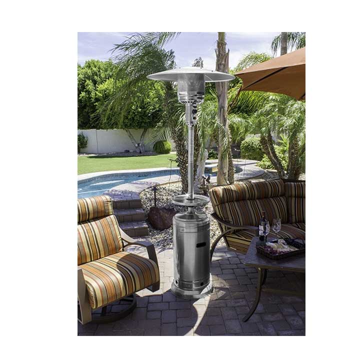 87" Tall Outdoor Patio Heater with Table- Stainless Steel - Image 4